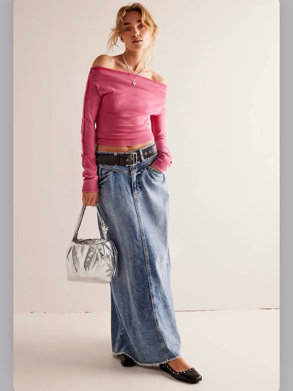 FREE PEOPLE We The Free Come As You Are Denim Maxi Skirt - Picture 3 of 7